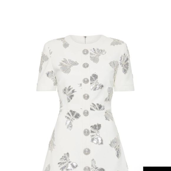 Elegant White Dress with Silver Accents BRAND NEW - Picture 2 of 4